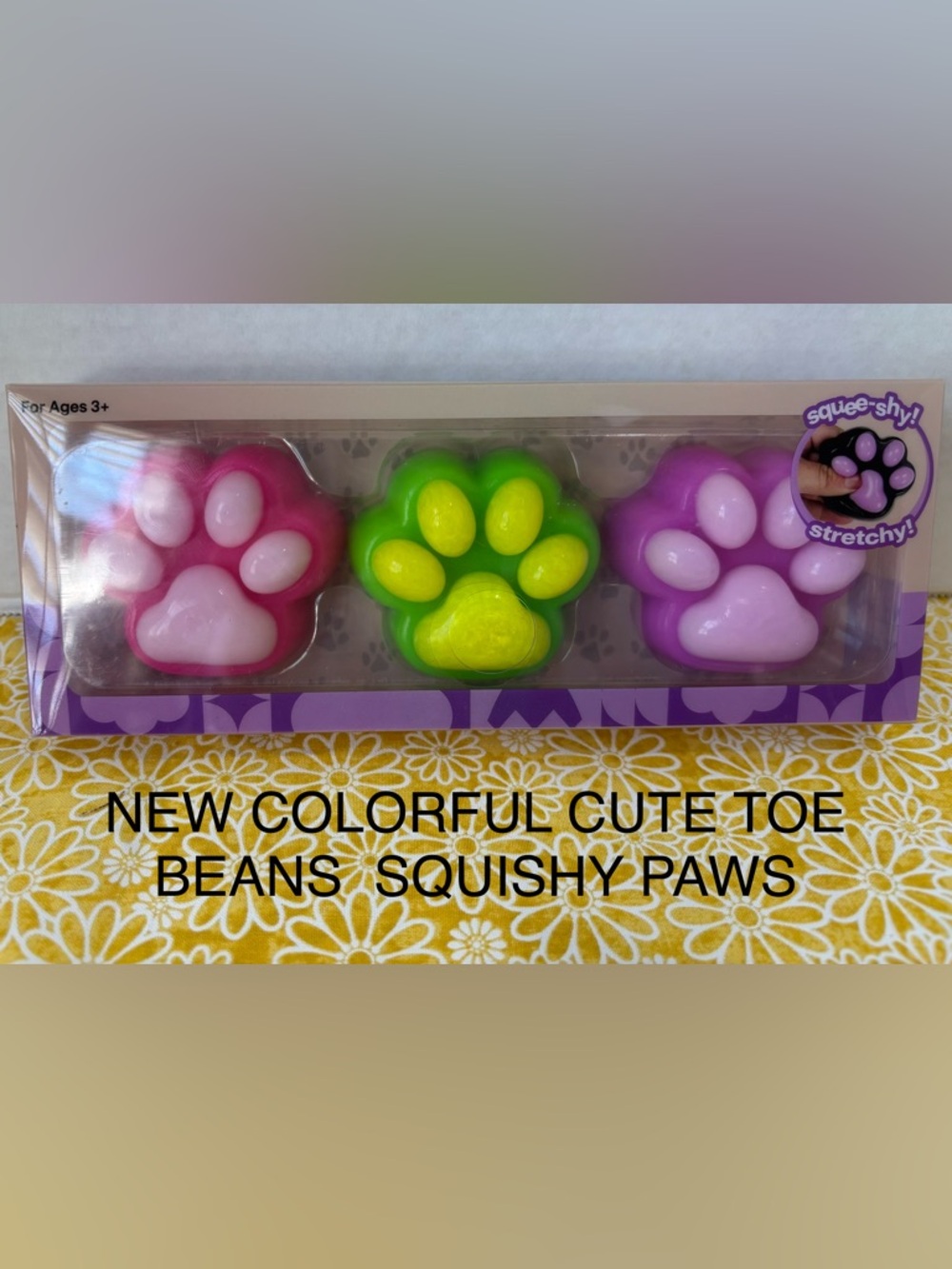 Stretchy Paw Squishy Toys - Pink, Green, Purple